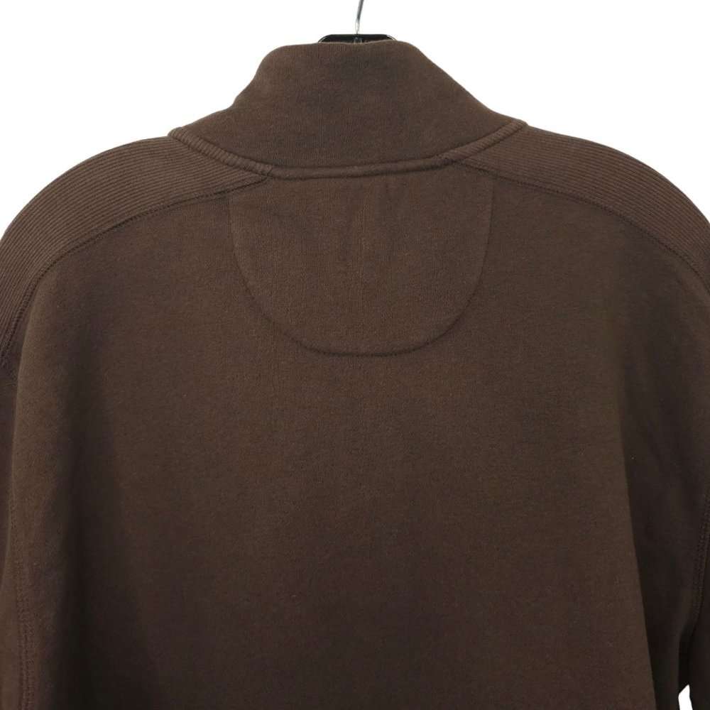 Izod Quarter Zip Sueded Fleece Pullover Sweater Sweatshirt Mens XL Brown NEW - Picture 12 of 15